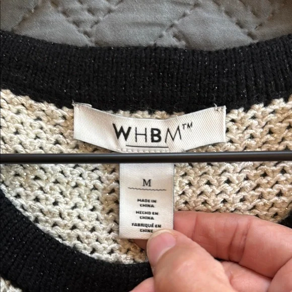 White House Black Market Ribbed Black and Cream Sweater Tank Top - Picture 11 of 12